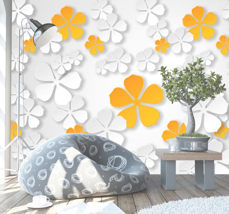 Blooming Contrast flower mural - TenStickers
