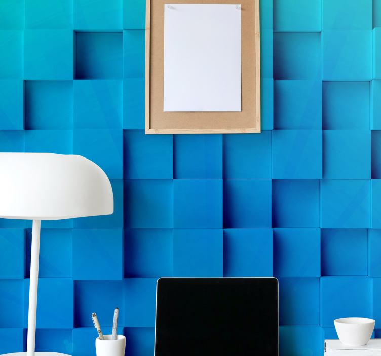 blue geometric mozaic 3d 3D Wall Mural - TenStickers