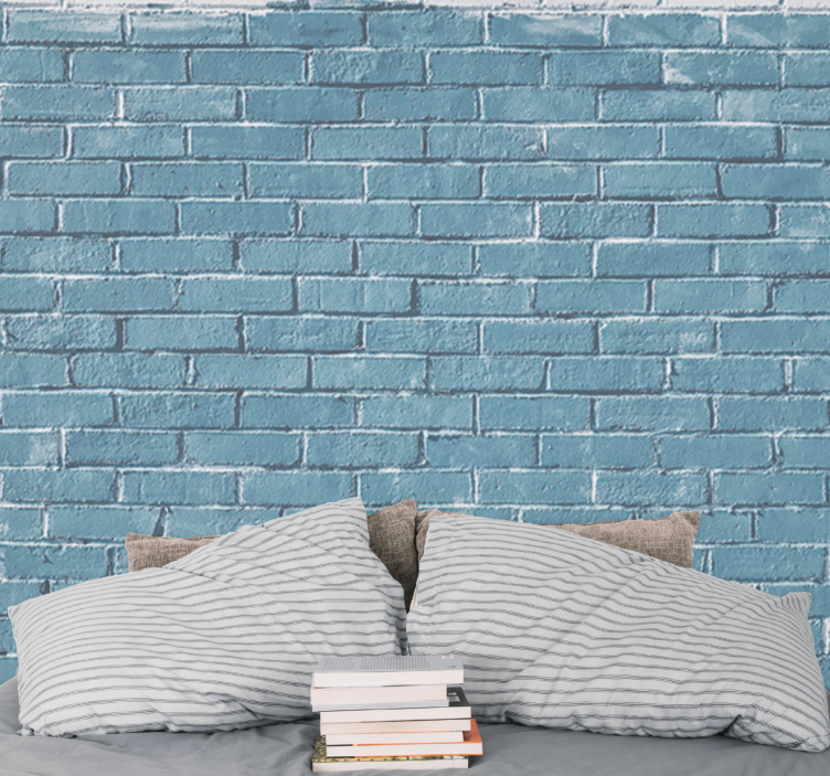 Brick wall mural textured blue wall - TenStickers