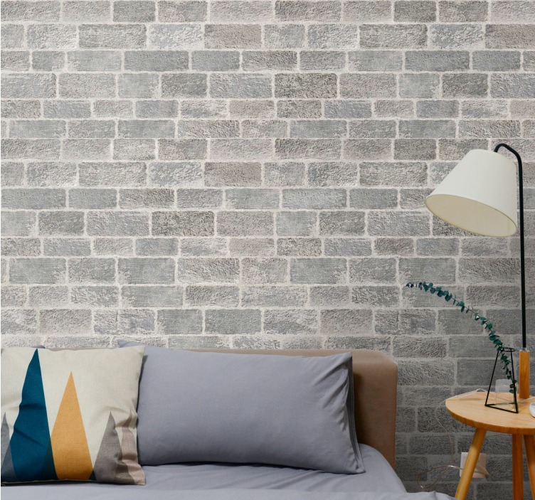 Brick wall mural textured grey bricks - TenStickers