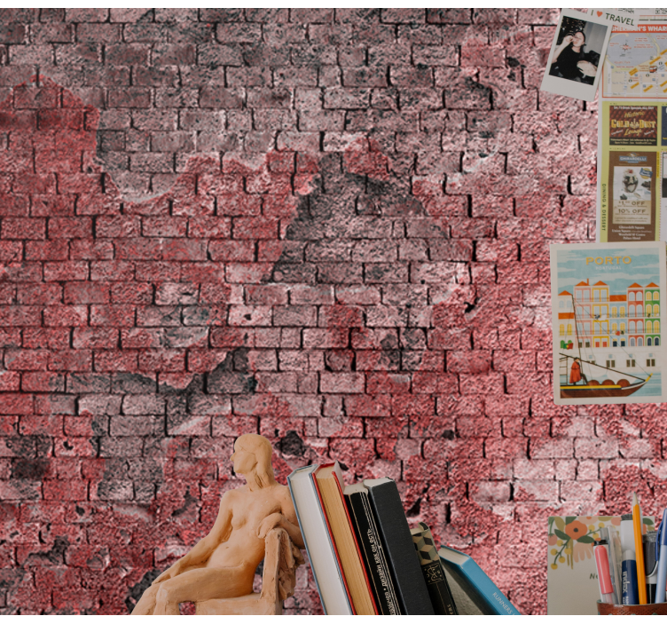 Brick wall mural textured red surface - TenStickers