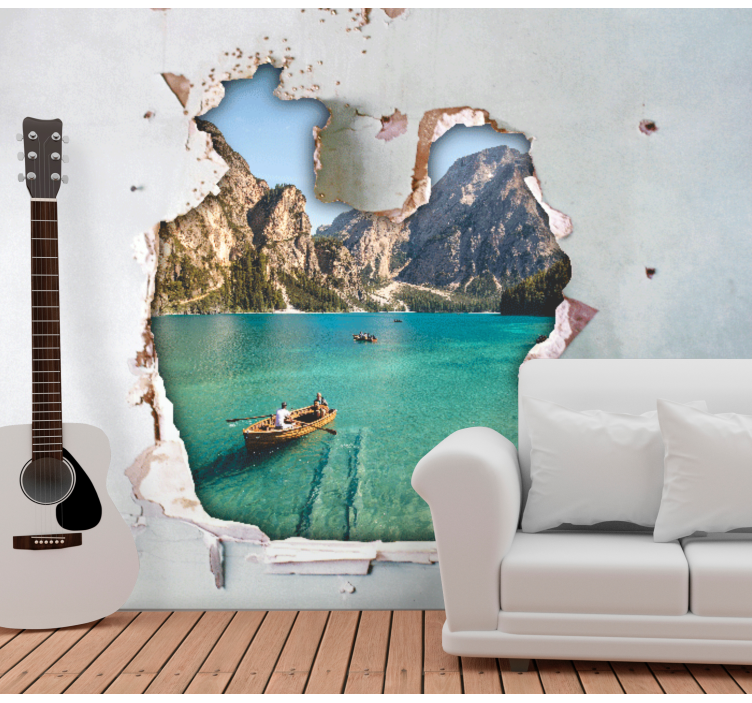 Broken wall trompe l'oeil effect wall mural - TenStickers