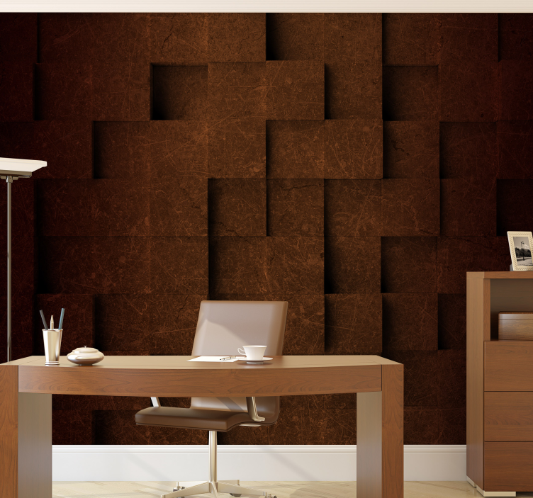 Brown geometric mozaic 3D Wall Mural - TenStickers