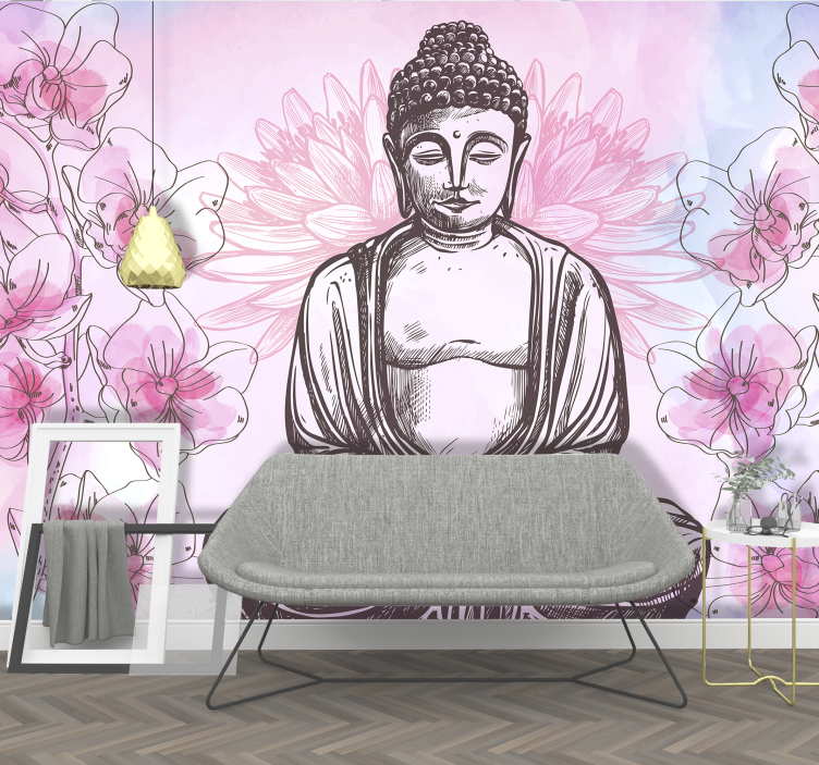 Buddha Floral Harmony buddha mural - TenStickers
