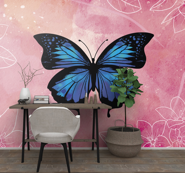 Butterfly Floral Elegance flower mural - TenStickers