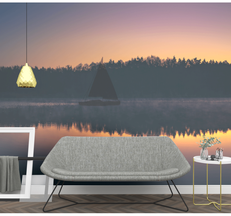 Calm water reflection landscape mural wallpaper - TenStickers