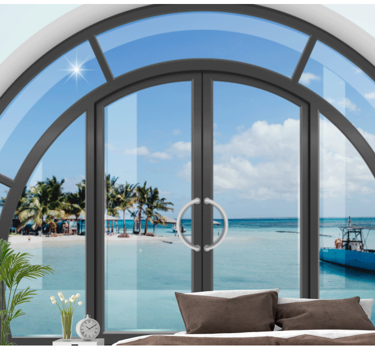 Caribbean Sea landscape window 3D Wall Mural - TenStickers