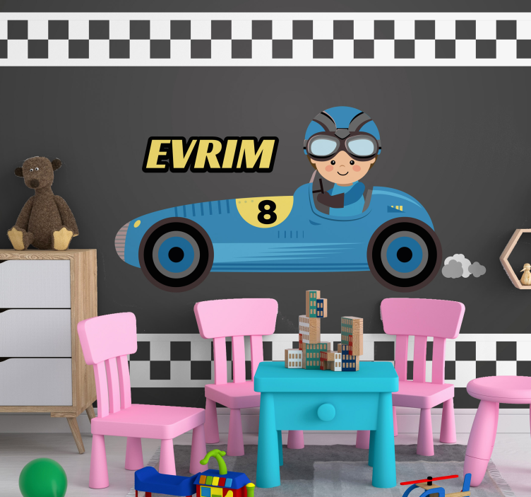 Cartoon Racing Car vehicle mural - TenStickers
