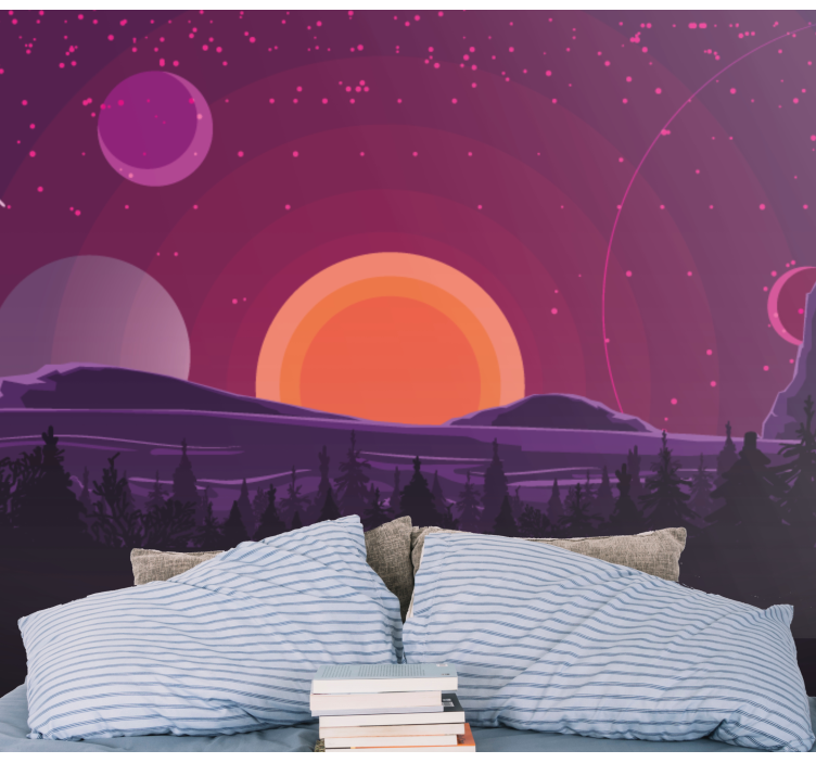 Celestial Sunset Scene space mural - TenStickers