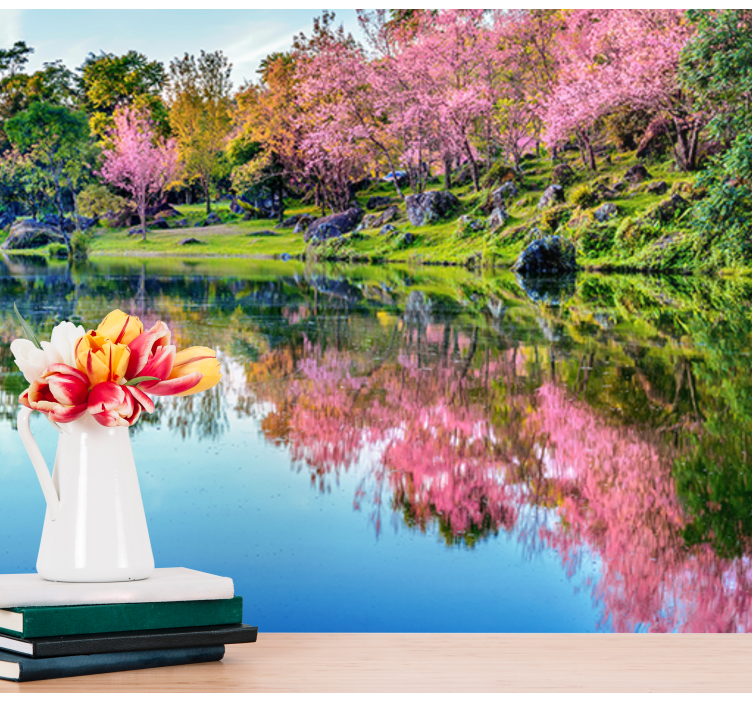 Cherry Blossom Reflections flower mural - TenStickers