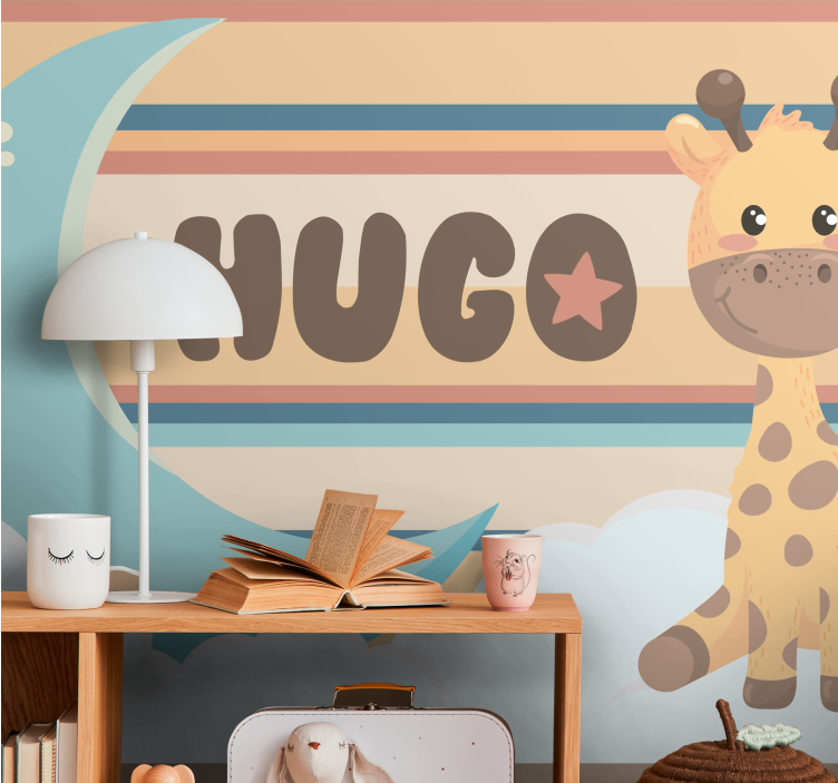 Children wall mural adorable giraffe illustration - TenStickers
