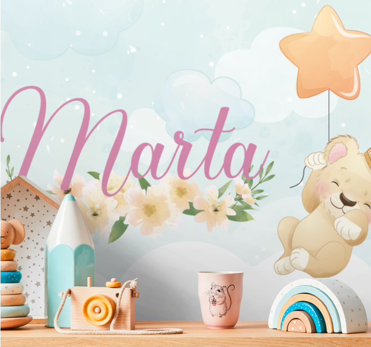 Children wall mural cute lion balloon - TenStickers