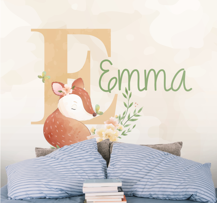 Children wall mural personalized fox design - TenStickers