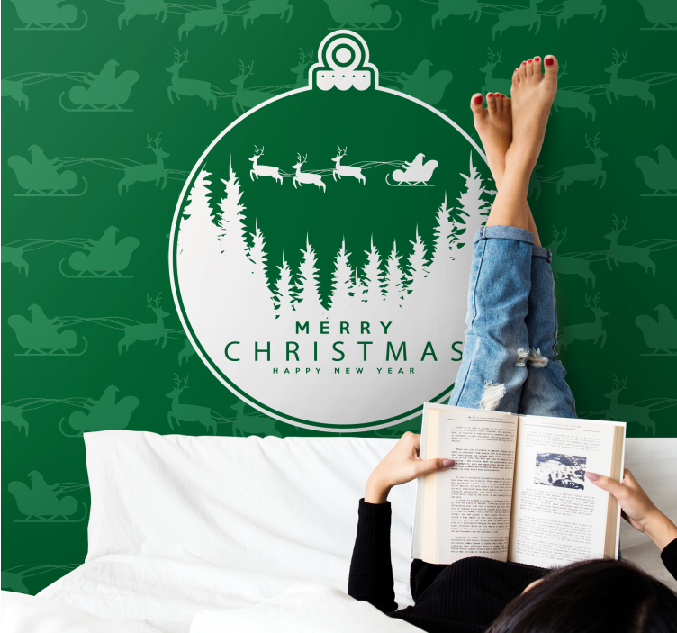 Christmas mural joyful winter scene - TenStickers