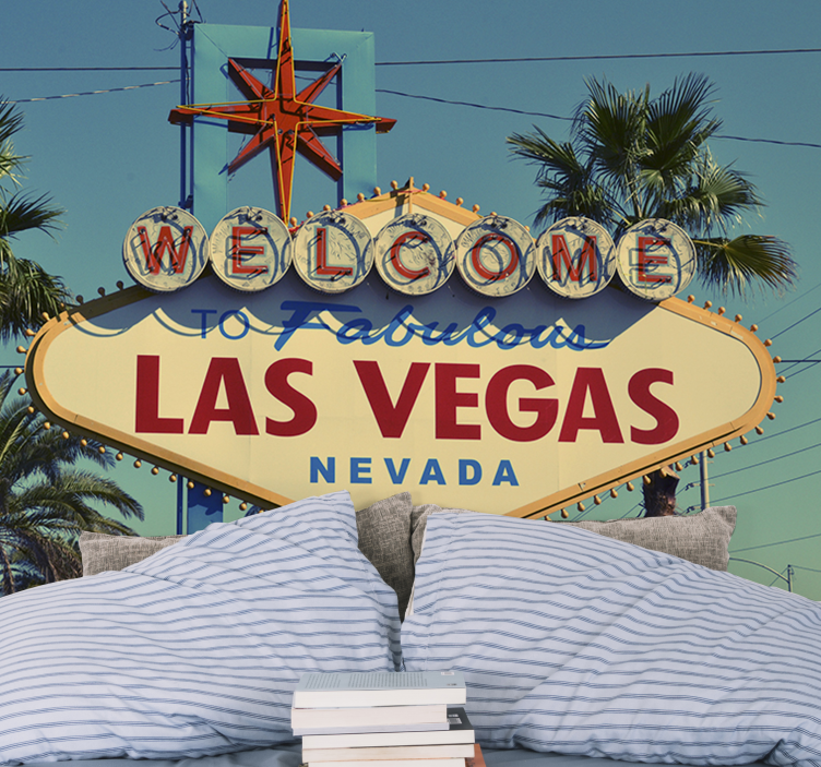 City wall mural classic las vegas sign - TenStickers