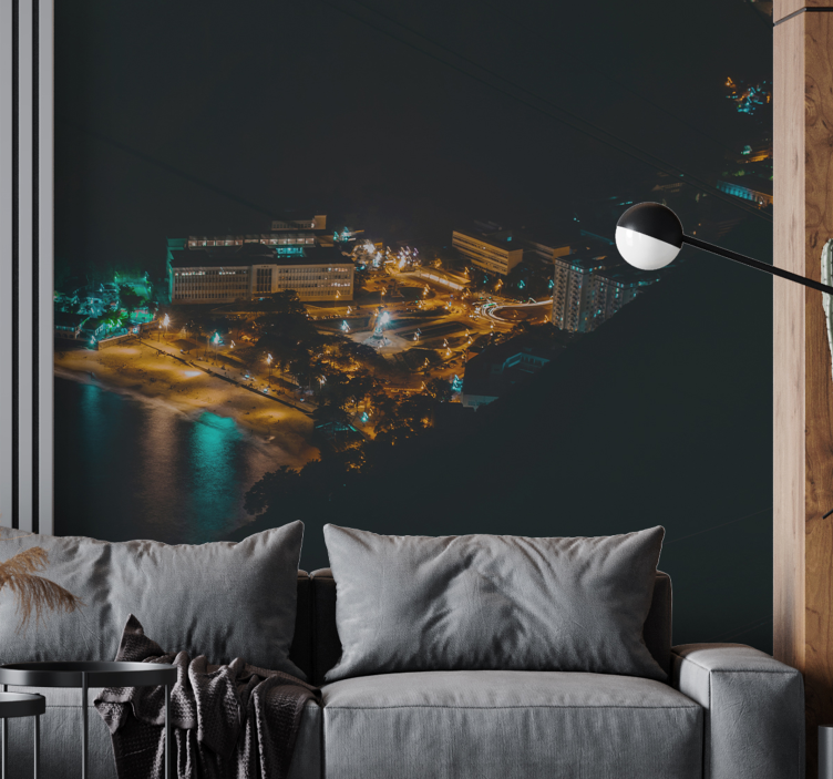 City wall mural night cityscape view - TenStickers