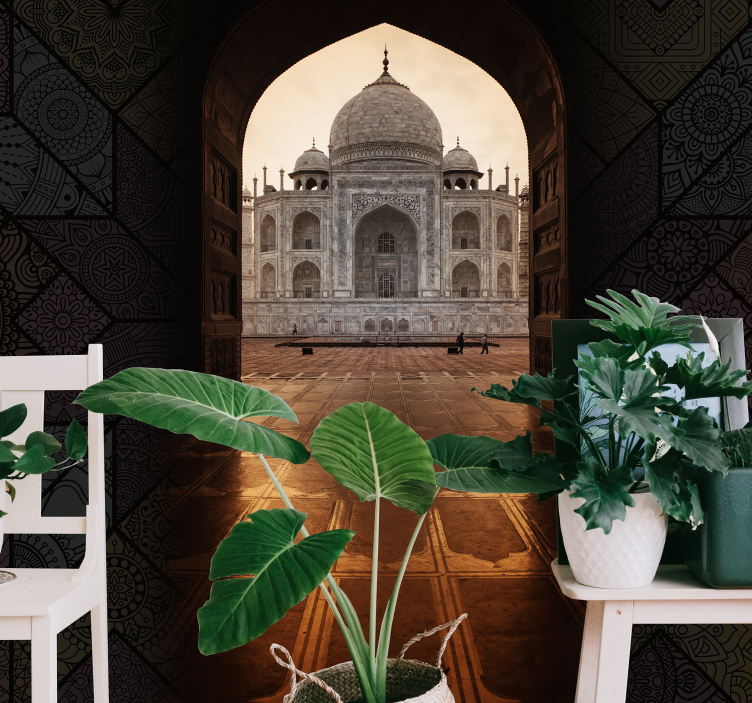 City wall mural taj mahal view - TenStickers