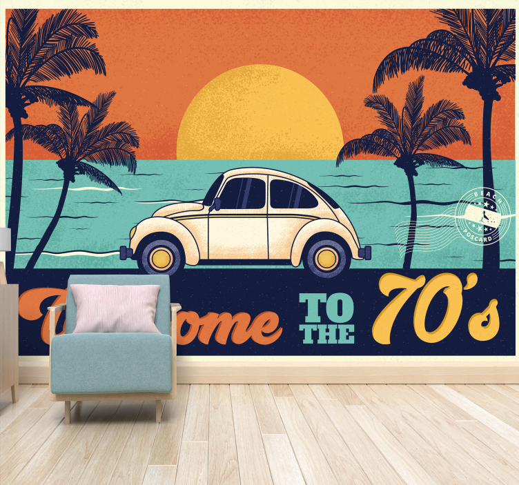 Classic Car Escape vehicle mural - TenStickers