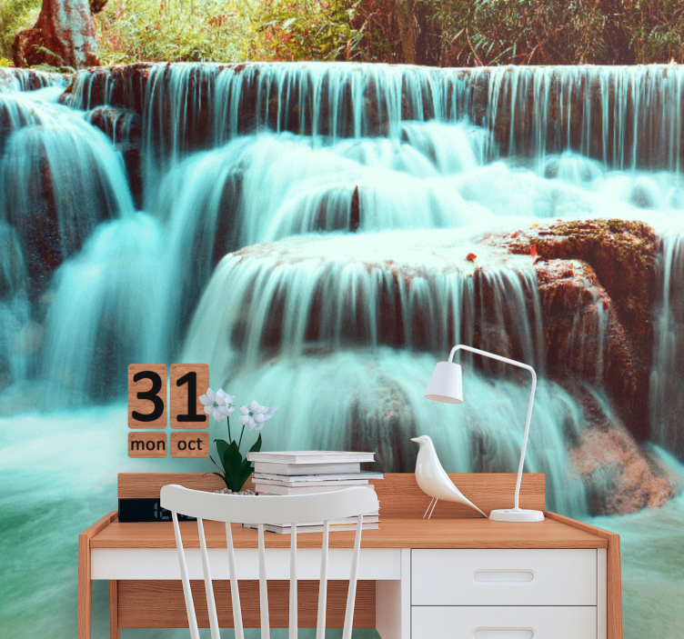 Clear Blue waterfall Waterfall Wall Mural - TenStickers