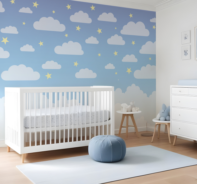 Clouds and stars nursery mural - TenStickers