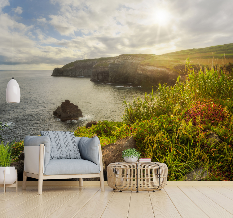 Coastal Cliffs Vista landscape mural wallpaper - TenStickers