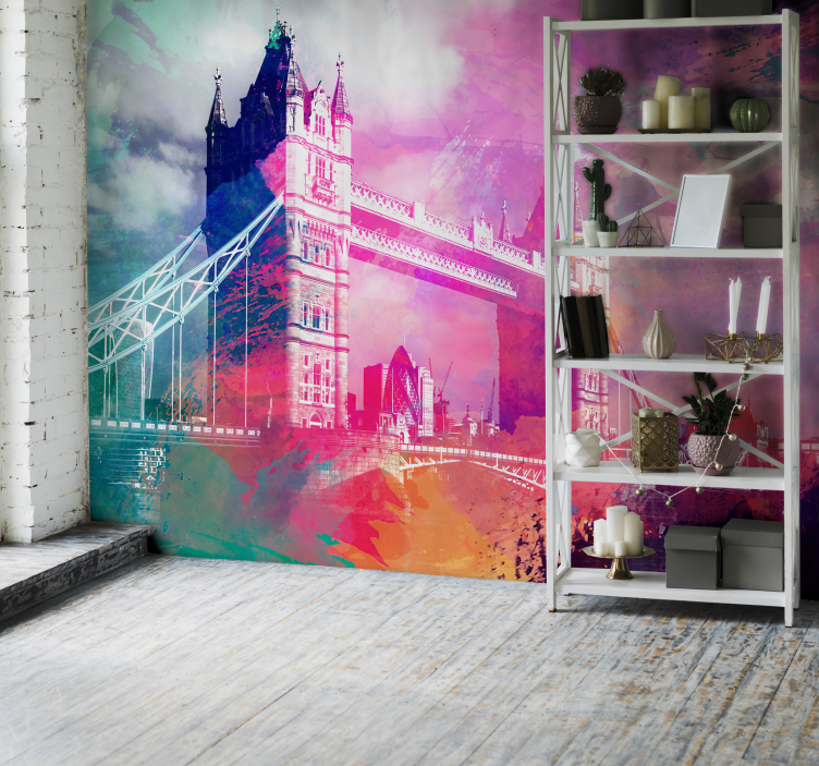 Colorful Bridge Silhouette london wall mural - TenStickers