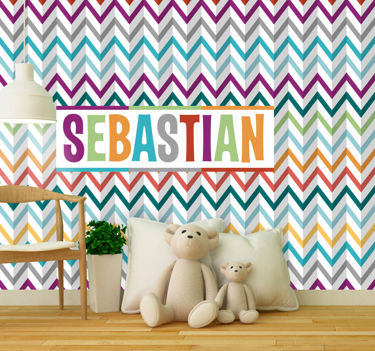 Colorful Chevron Pattern personalized wall mural - TenStickers