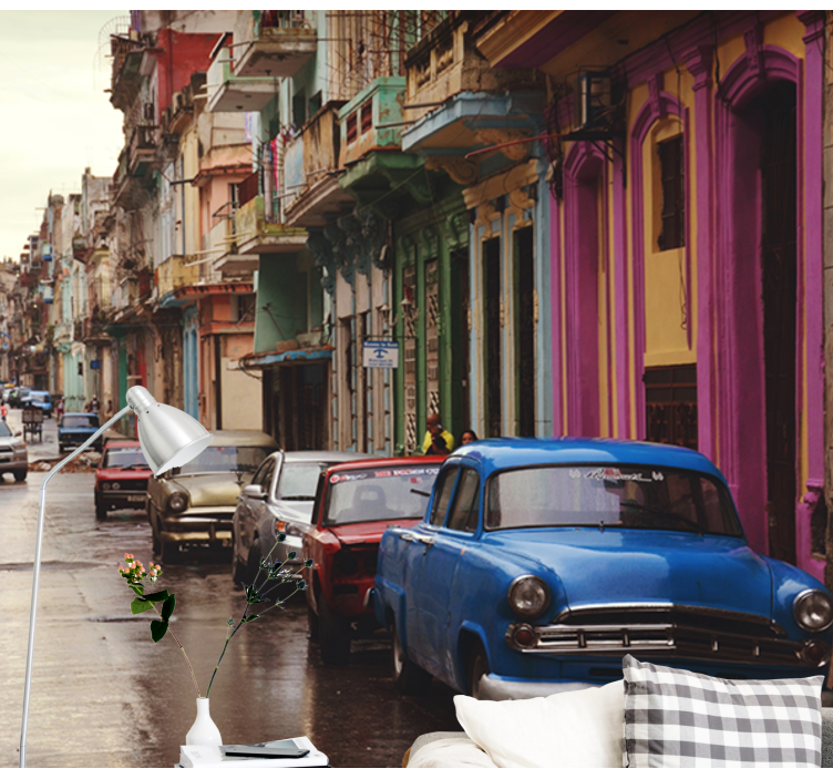 Colorful classic cars  vintage wall mural - TenStickers
