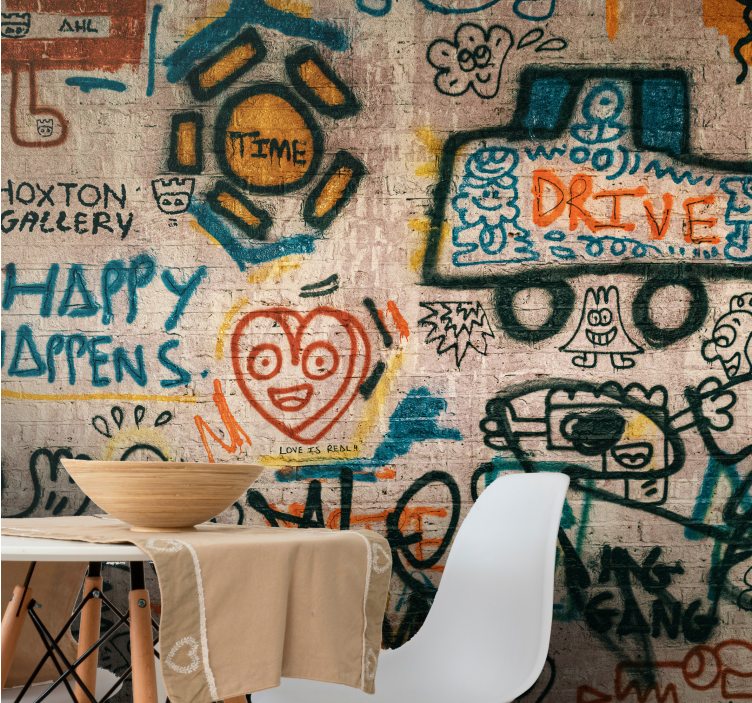 Colorful street art graffiti wall mural - TenStickers