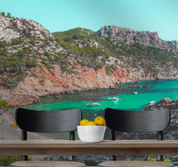 Cove seaside view landscape mural wallpaper - TenStickers
