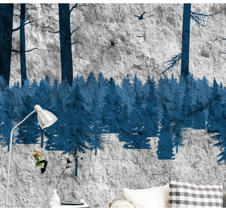 Crisp woodland silhouettes forest wall mural - TenStickers