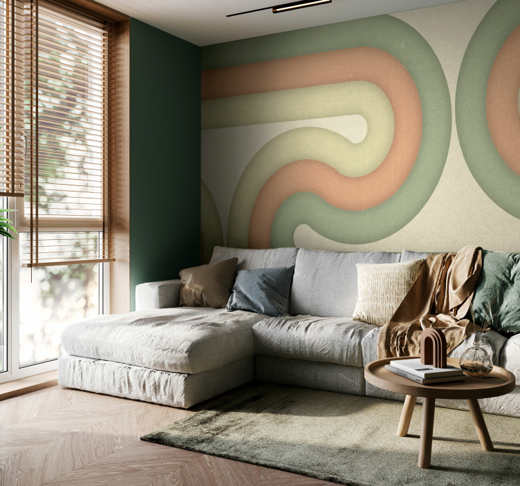 Curved retro pattern mural for living room - TenStickers