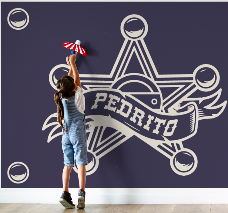 Children wall mural custom sheriff badge design - TenStickers