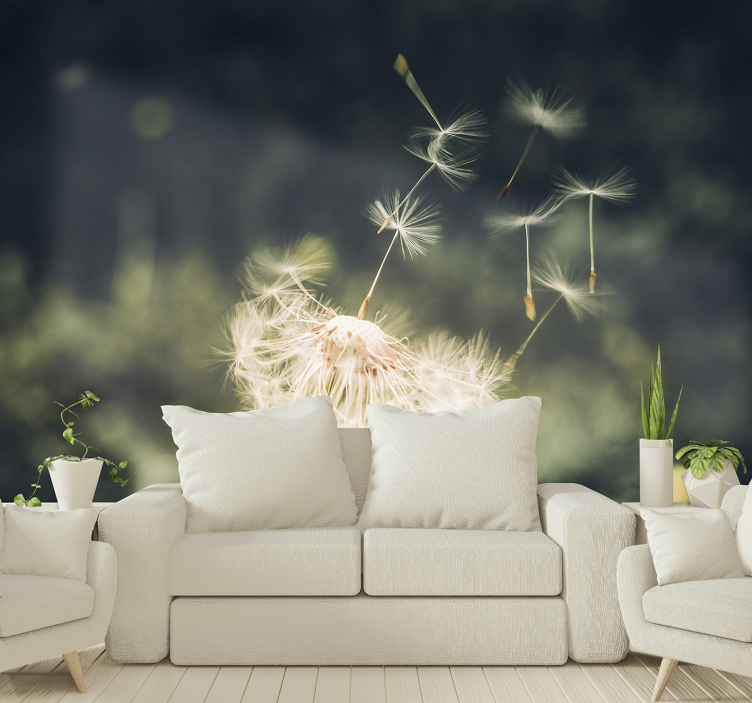 Dandelion mural dandelion seed breeze - TenStickers