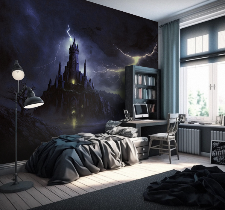 Dark Castle and Storm fantasy wall mural - TenStickers