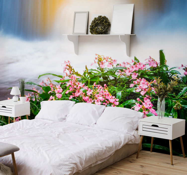 Delicate Pink Blooms flower mural - TenStickers