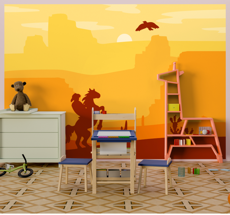 Children wall mural cowboy on horse - TenStickers