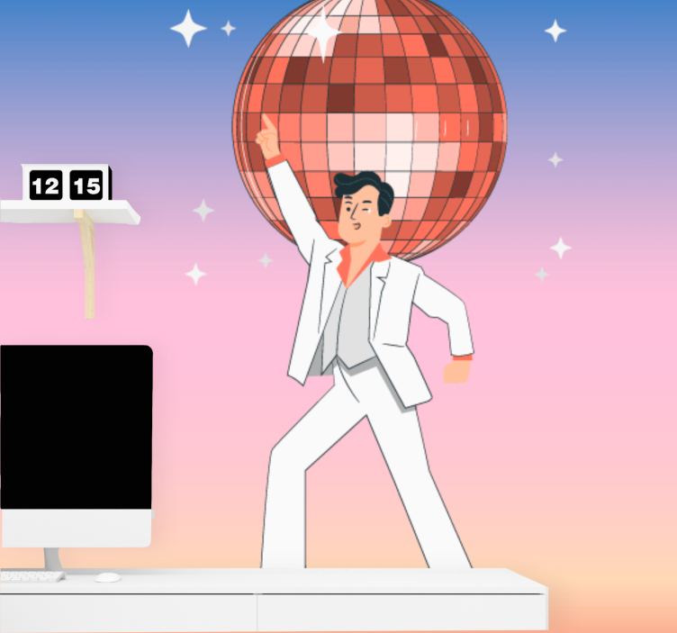 Disco ball illustration with colors Wall Murals - TenStickers