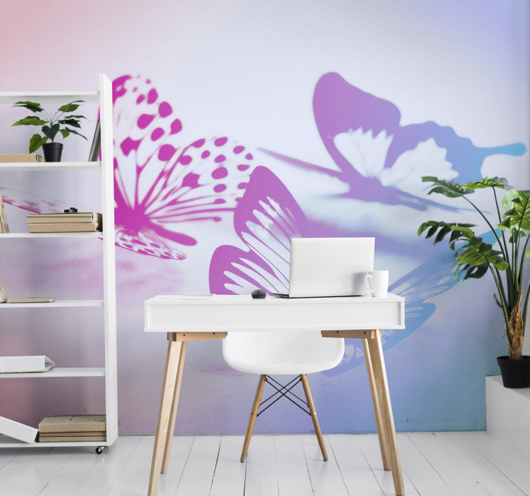 Elegant Butterfly Silhouettes flower mural - TenStickers