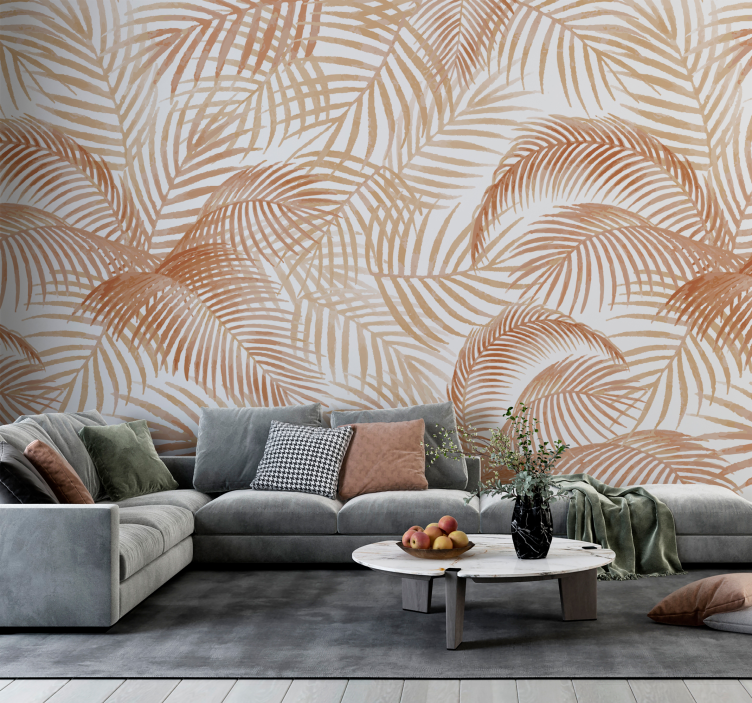 Exotic palms terracotta wall mural - TenStickers