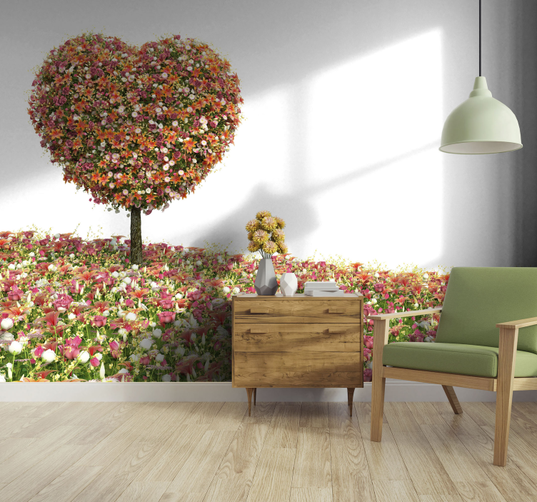 Fantasy tree in the shape of heart tree mural - TenStickers