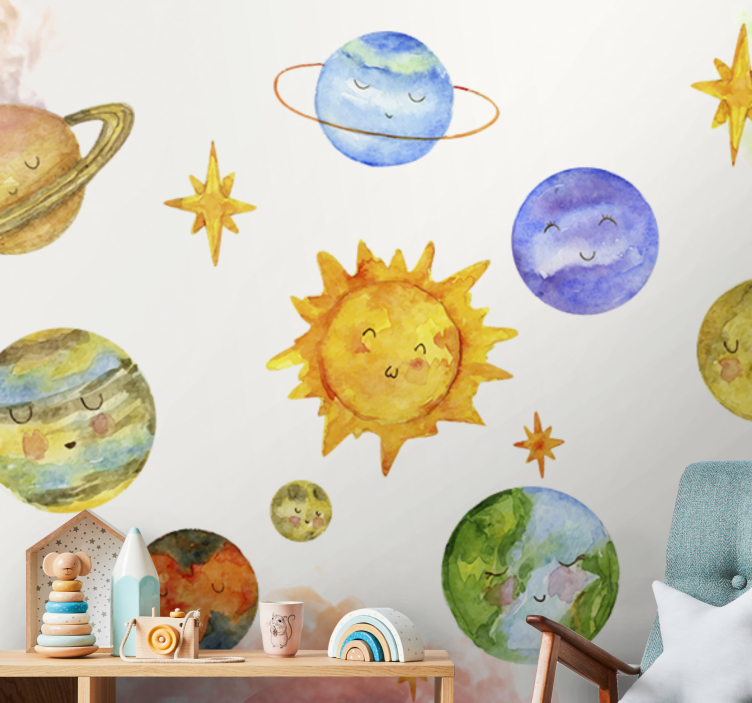 Fantasy wall mural playful celestial bodies - TenStickers