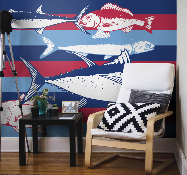 Animal wall mural fish pattern design - TenStickers