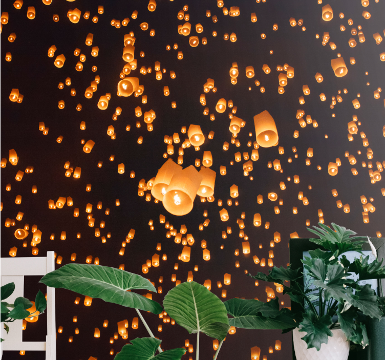 Floating lanterns festival entrance wall mural - TenStickers