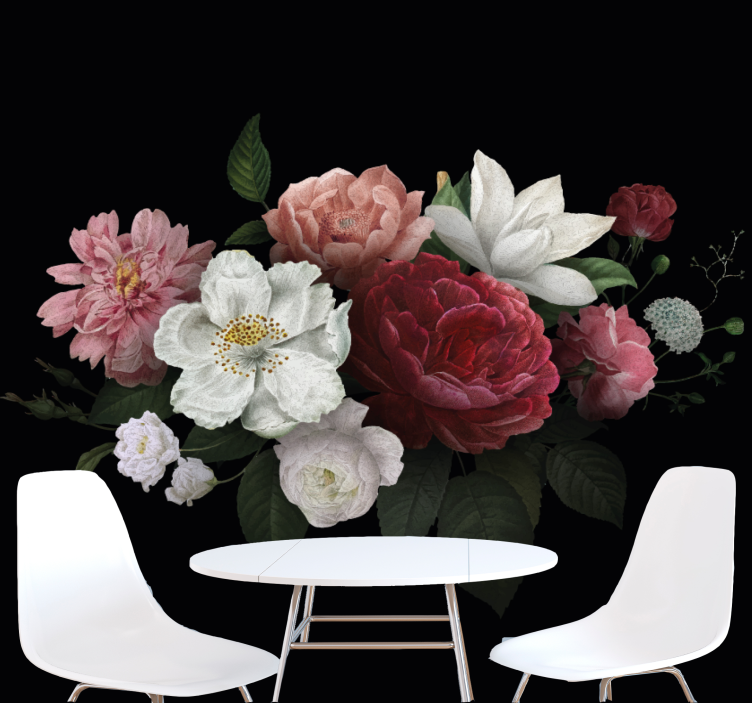 Flower mural blooming floral design - TenStickers