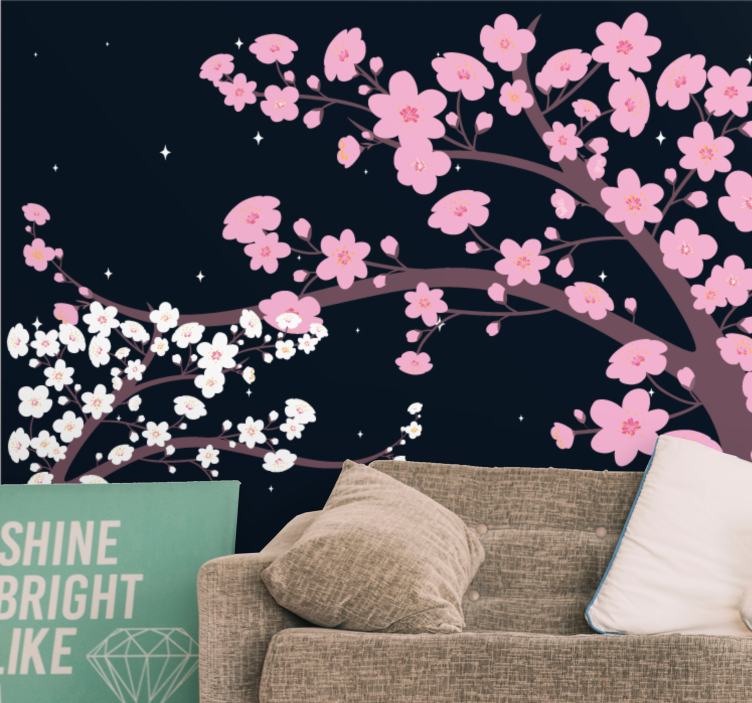 Flower mural cherry blossom branches - TenStickers