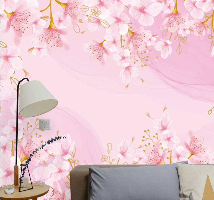 Flower mural cherry blossom elegance - TenStickers