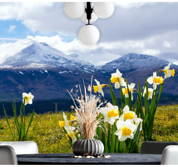 Flower mural daffodils on mountains design - TenStickers