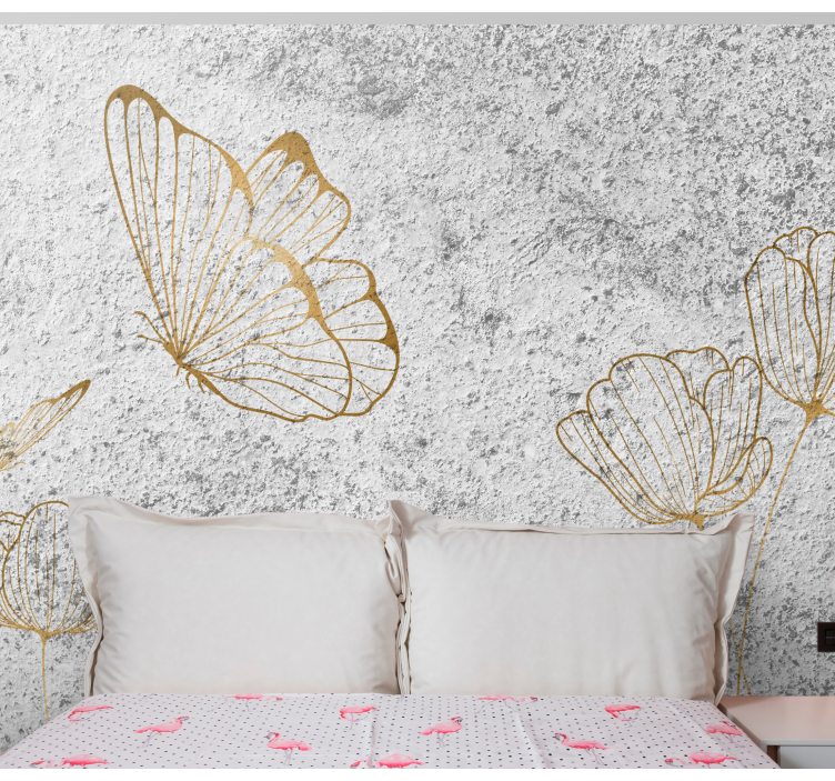 Flower mural elegant butterfly pattern - TenStickers