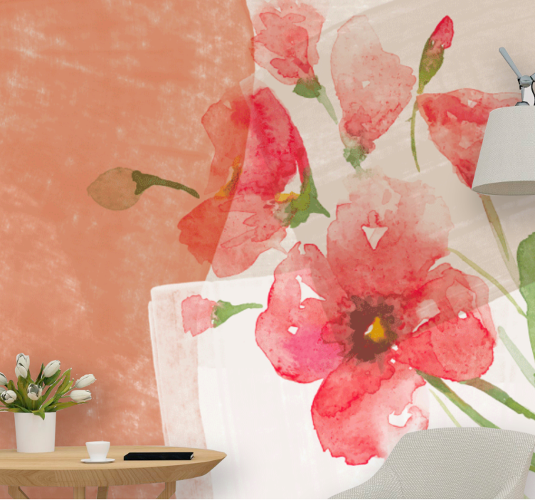 Flower mural floral watercolor artwork - TenStickers